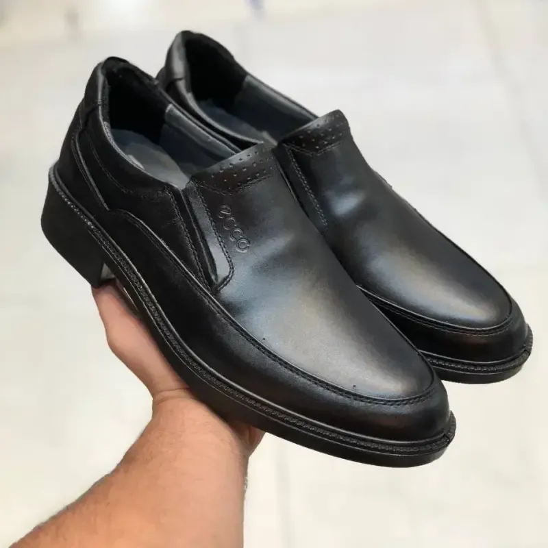 کفش چرم مجلسی مردانه مدل کلاسیک بیبندی مشکی